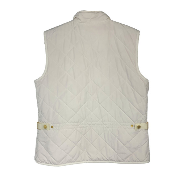 Lauren Ralph Lauren Reversible Quilted Vest Women's Sz L Orange & White Pockets - Picture 8 of 8